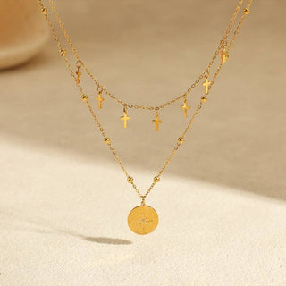 18K STAINLESS STEEL TARNISH FREE CROSS NECKLACE | 40NK9565