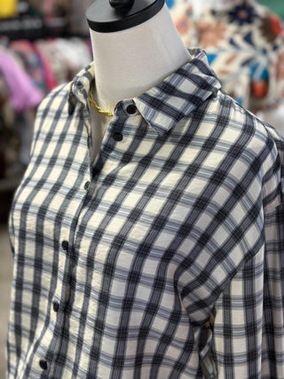 Ruffle Cuff Plaid Shirt