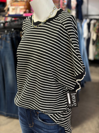 Scallop Stripe Knit Top