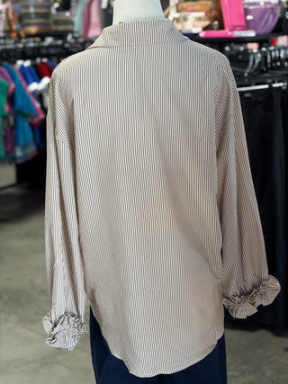 Striped Charming Ruffle Cuffs Top