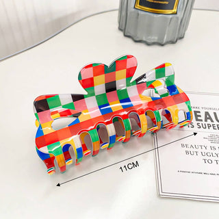 RAINBOW CHECKER HAIR CLAW CLIPS_CWAHA0402