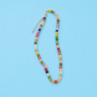 NATURAL AGATE GLASS SEMI PRECIOUS BEAD NECKLACE | 40NK9754