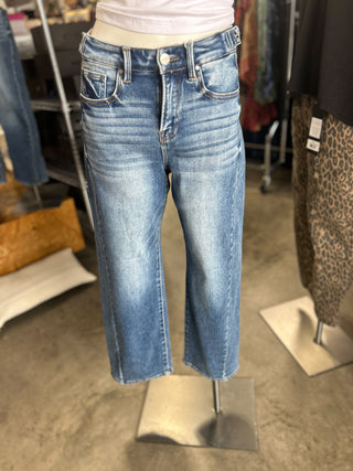 High Rise Crop Barrel Jeans Adjustable wb