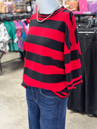 Gameday Stripe Knit Oversized Top