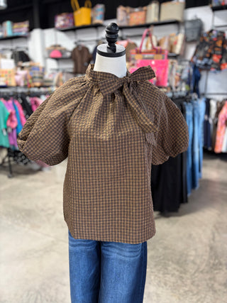 Harvest Gingham Bow Top