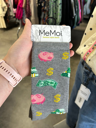 Compression Socks Piggy Bank and Money/Gray