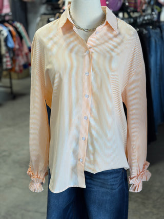 Striped Charming Ruffle Cuffs Top