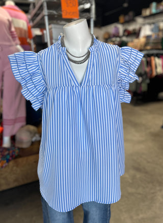 Striped Ruffle Sleeve