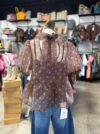 Mocha Dot Darling Top