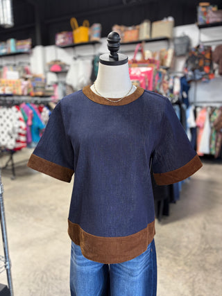 Denim Corduroy Top