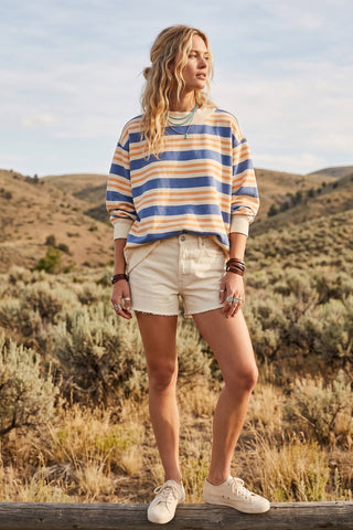 Oversized Terry Striped Sweatshirt