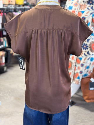 VNeck Satin Blouse