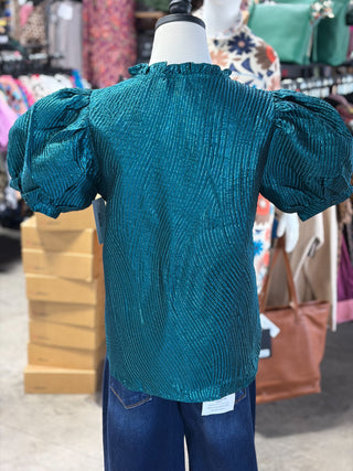 Metallic Puff Sleeve Top