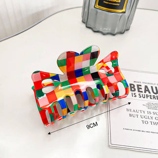 RAINBOW CHECKER HAIR CLAW CLIPS_CWAHA0402