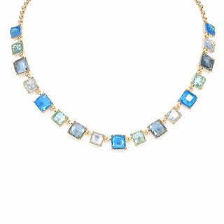 CRYSTAL STONE SQUARE TENNIS NECKLACE