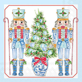 Blue Nutcrackers Christmas Paper Cocktail Napkins