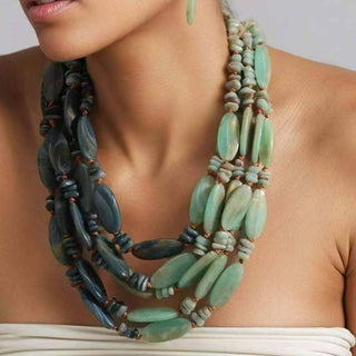 STONE BEAD MULTI STRAND LAYERED NECKLACE, LVCH 175