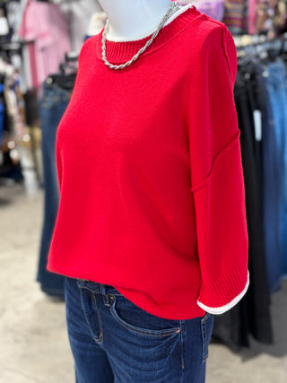 Gameday Contrast Trim Oversized Sweater Top