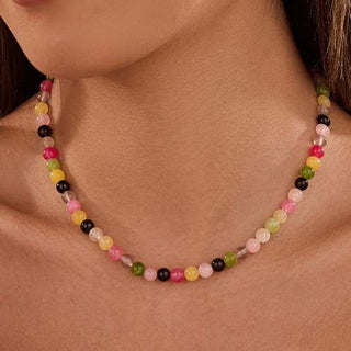 NATURAL AGATE GLASS SEMI PRECIOUS BEAD NECKLACE | 40NK9754