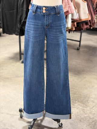 TC High Rise Wide Leg Cuffed Jeans