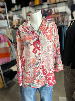 Floral Print Chiffon Top