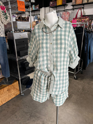 Checkered Shirt Top & Shorts Set