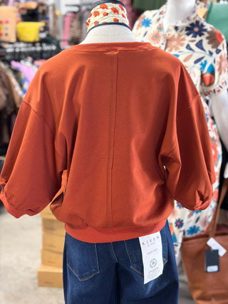 Pullover Bubble Sleeve Top