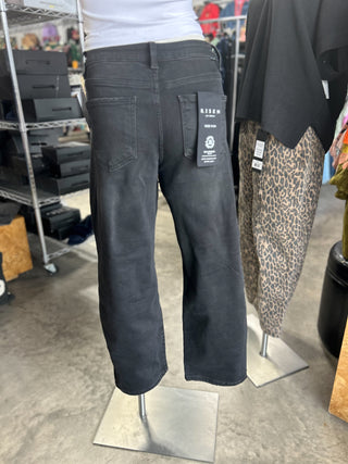 Mid Rise Fit Crop Wide Barrel Leg Jeans