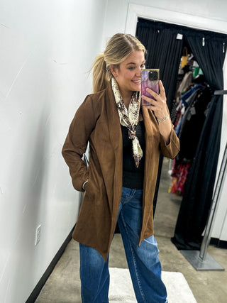 Coffee Suede Coat