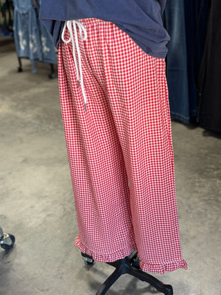 Checkered Gingham Fully Lined Pants
