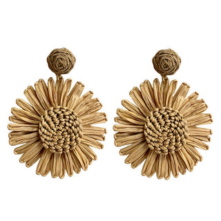 STRAW WEAVE FLOWER EARRING, 28979