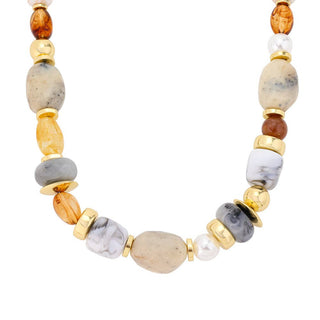 MARBLED NUGGET BEADED NECKLACE, 19127