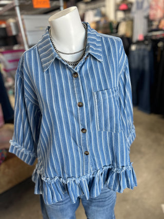 Mineral Washed Striped Blouse