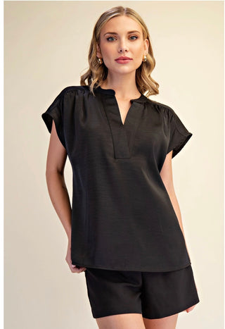 VNeck Satin Blouse