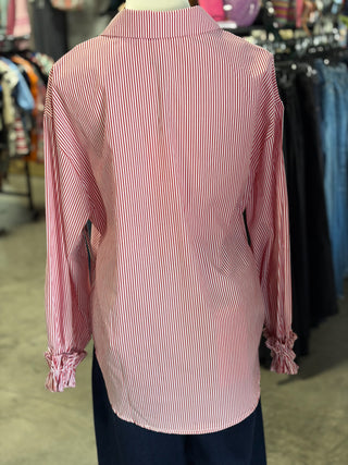 Striped Charming Ruffle Cuffs Top