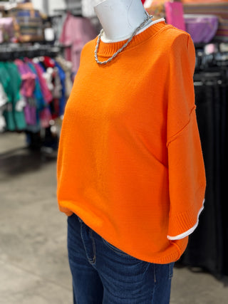 Gameday Contrast Trim Oversized Sweater Top