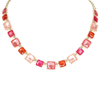CRYSTAL STONE SQUARE TENNIS NECKLACE