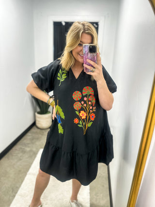 Kaye’s Short Sleeve Embroidered Dress
