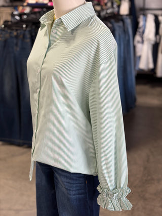 Striped Charming Ruffle Cuffs Top