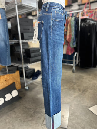 Tummy Control Mid Rise Wide Cuffed Jeans