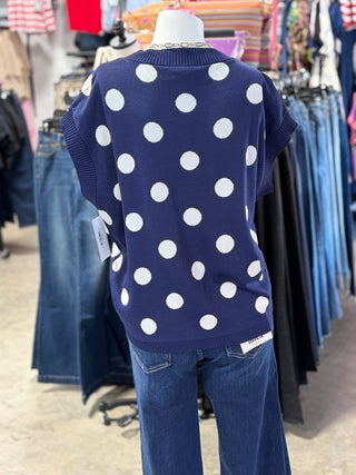 Gameday Polka Dot Sleeveless Knit Top
