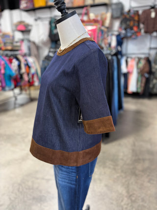Denim Corduroy Top