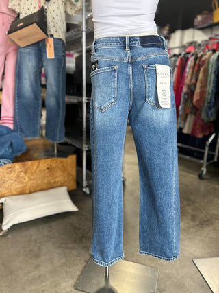 High Rise Crop Barrel Jeans Adjustable wb