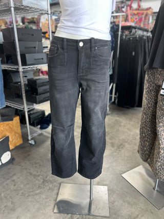 Mid Rise Fit Crop Wide Barrel Leg Jeans