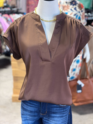 VNeck Satin Blouse