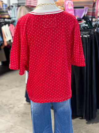Knit Polka Dot Oversized Top