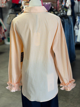 Striped Charming Ruffle Cuffs Top