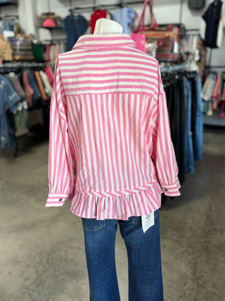 Laci's Striped Ruffle Button Down