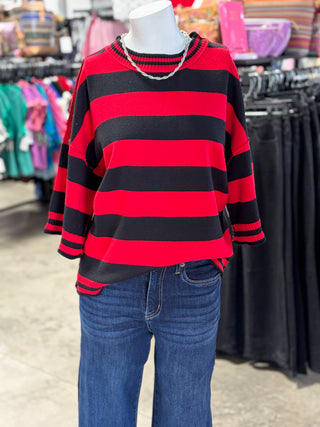 Gameday Stripe Knit Oversized Top