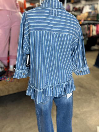 Mineral Washed Striped Blouse